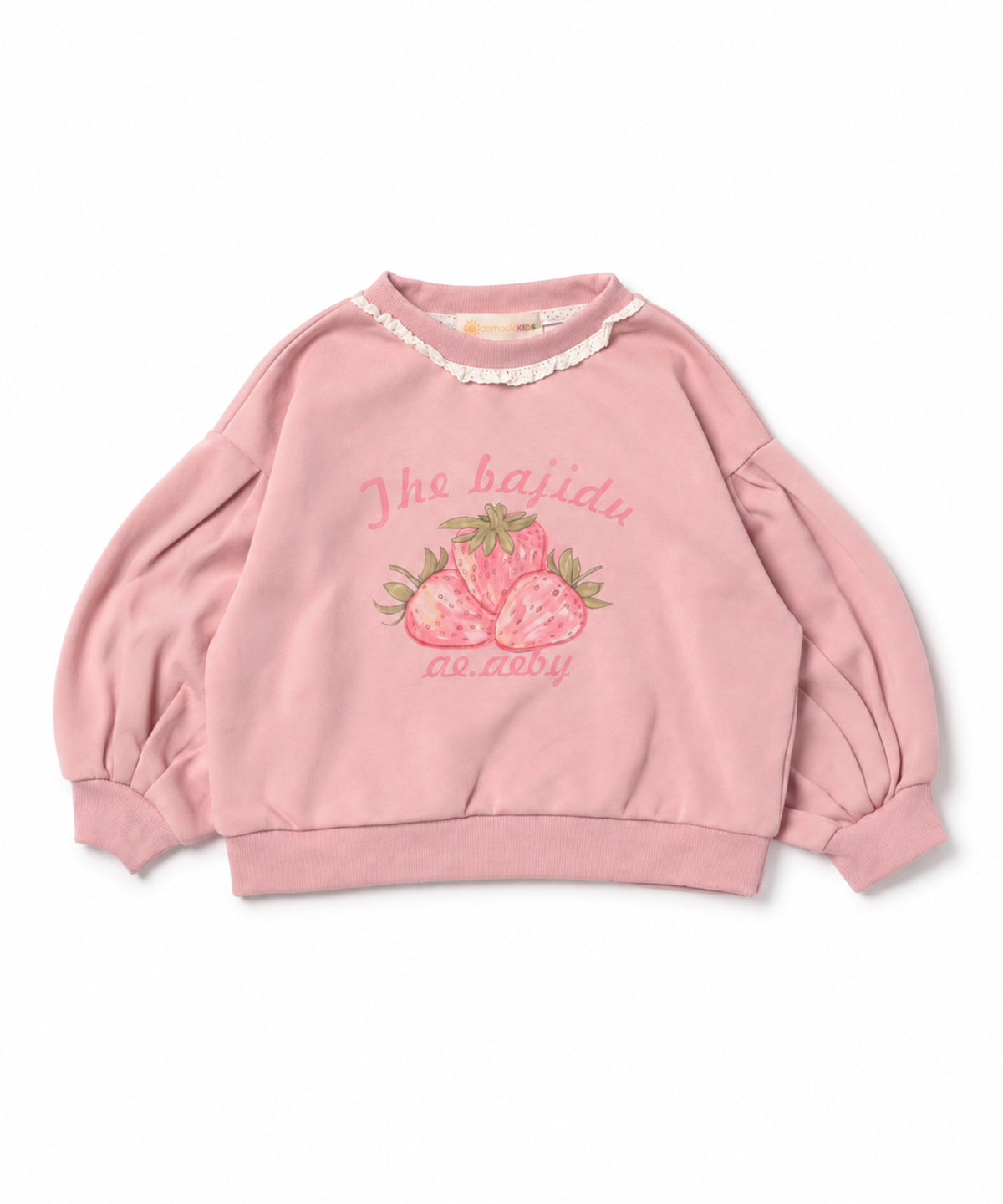 【aimoha KIDS】【90-130cm】いちごプリントパフスリーブ長袖Tシャツ