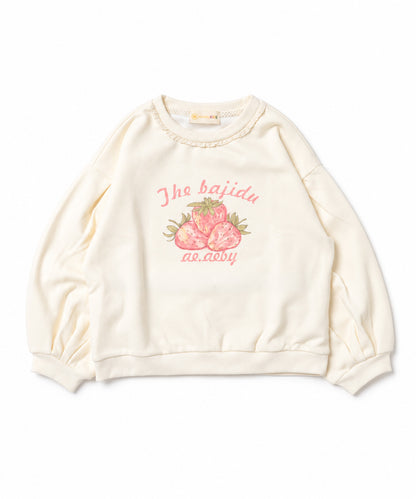 【aimoha KIDS】【90-130cm】いちごプリントパフスリーブ長袖Tシャツ