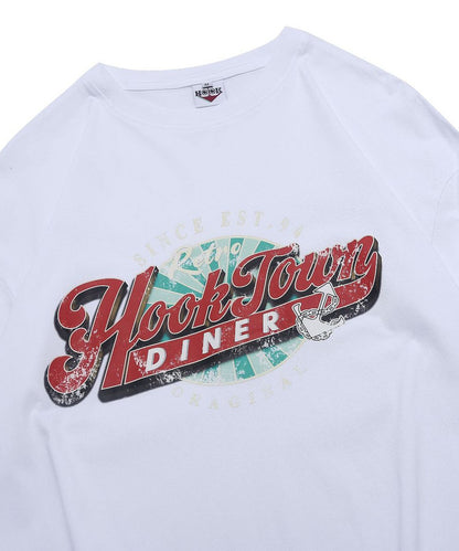 [HOOK -original-] American casual vintage style logo print long TEE