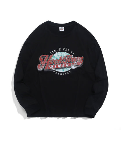 [HOOK -original-] American casual vintage style logo print long TEE