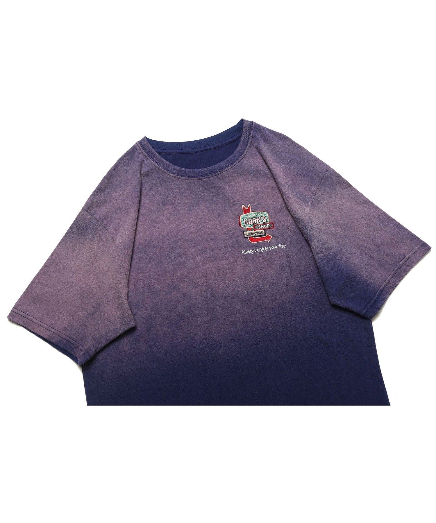 【HOOK -original-】 個性派グラデーション暈し染め刺繍ビッグTEE