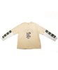 [HOOK -original-] Cute cartoon print border switching sleeve TEE