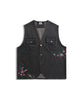 [HOOK -original-] Retro floral embroidery v-neck denim vest
