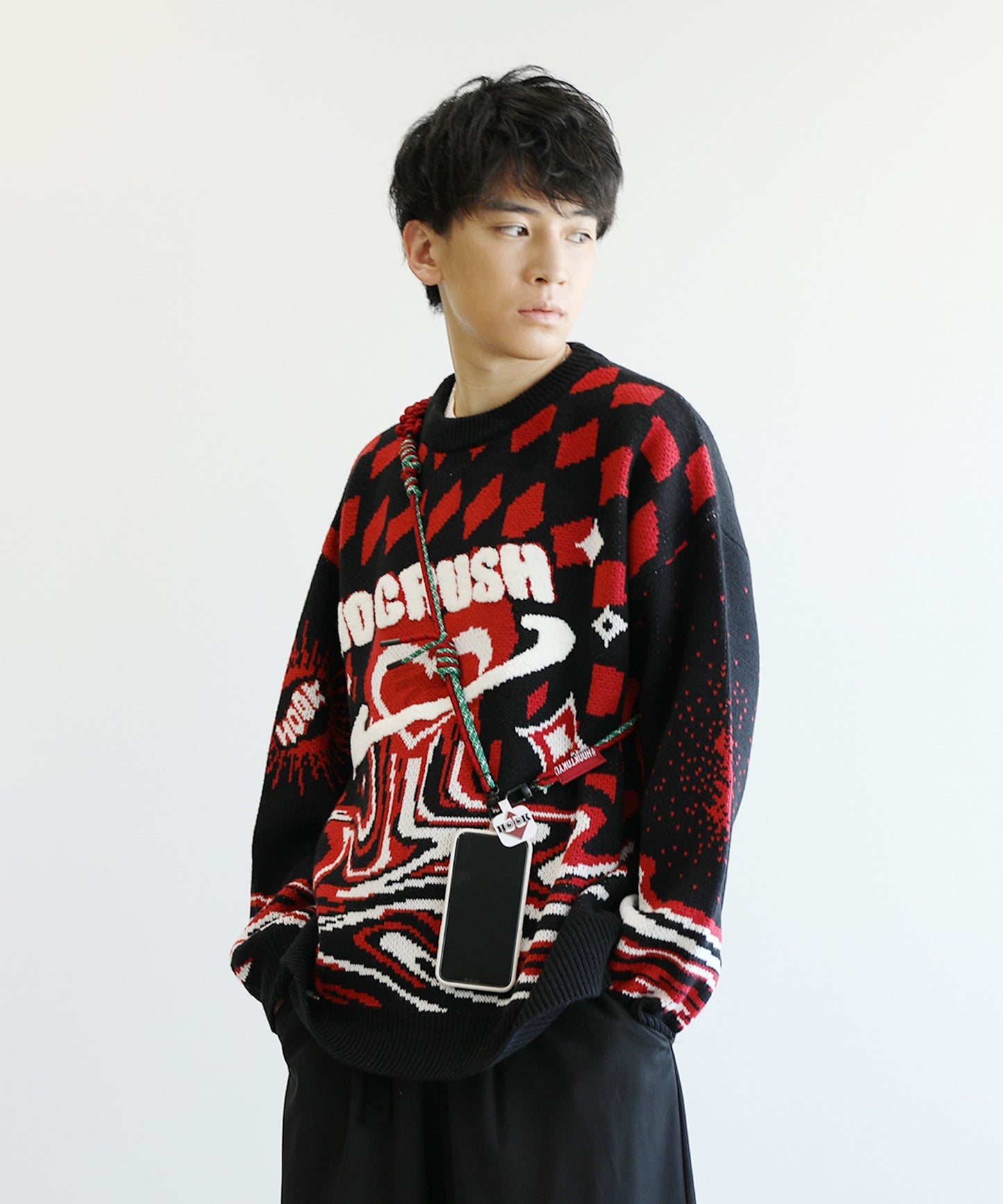 [HOOK -original-] Retro style melting heart colored knit pullover