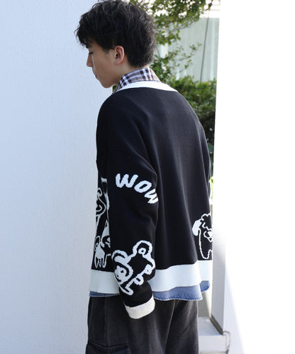 [HOOK -original-] 2WAY reversible dog knit cardigan with muffler