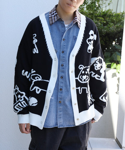 [HOOK -original-] 2WAY reversible dog knit cardigan with muffler