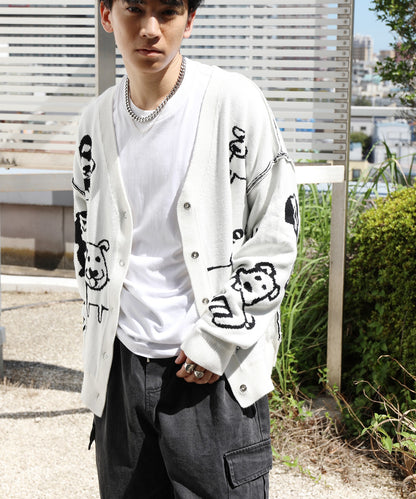 [HOOK -original-] 2WAY reversible dog knit cardigan with muffler