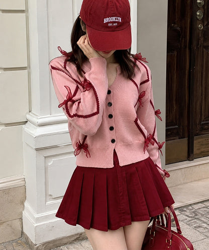 【HOOK】for　girls　リボン付きカーディガン　ショット丈