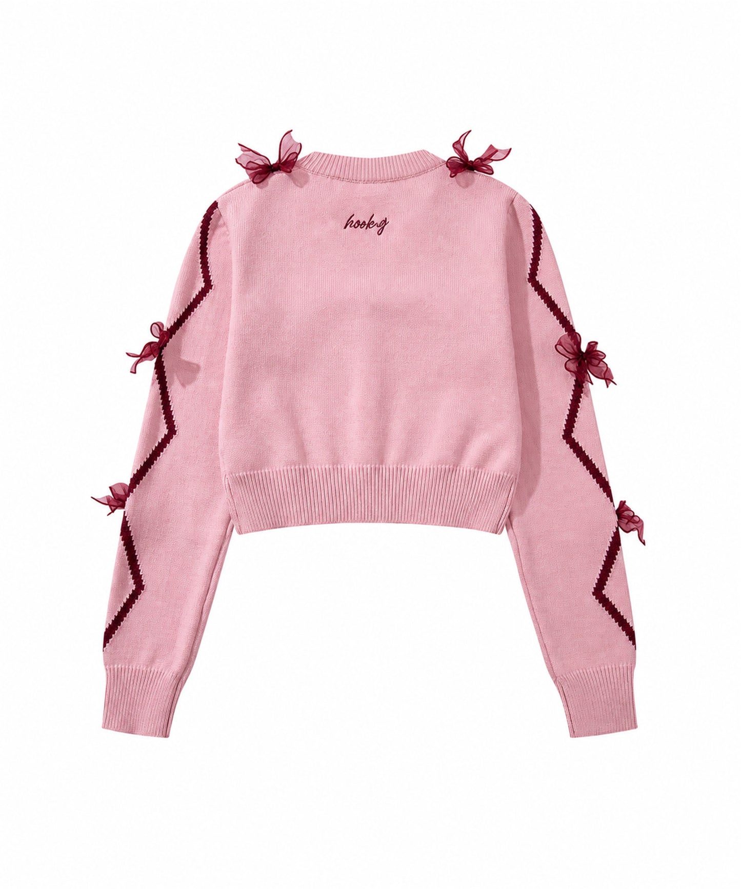【HOOK】for　girls　リボン付きカーディガン　ショット丈