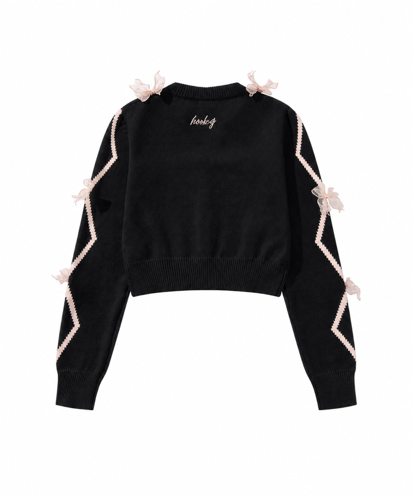 【HOOK】for　girls　リボン付きカーディガン　ショット丈