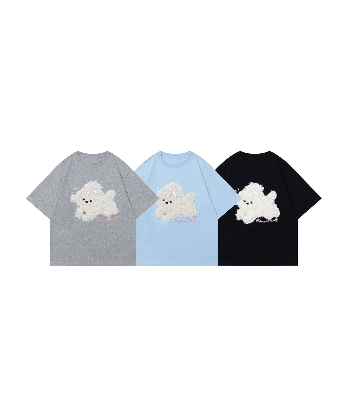 【HOOK】for girls ふわふわドッグ刺繍Tシャツ