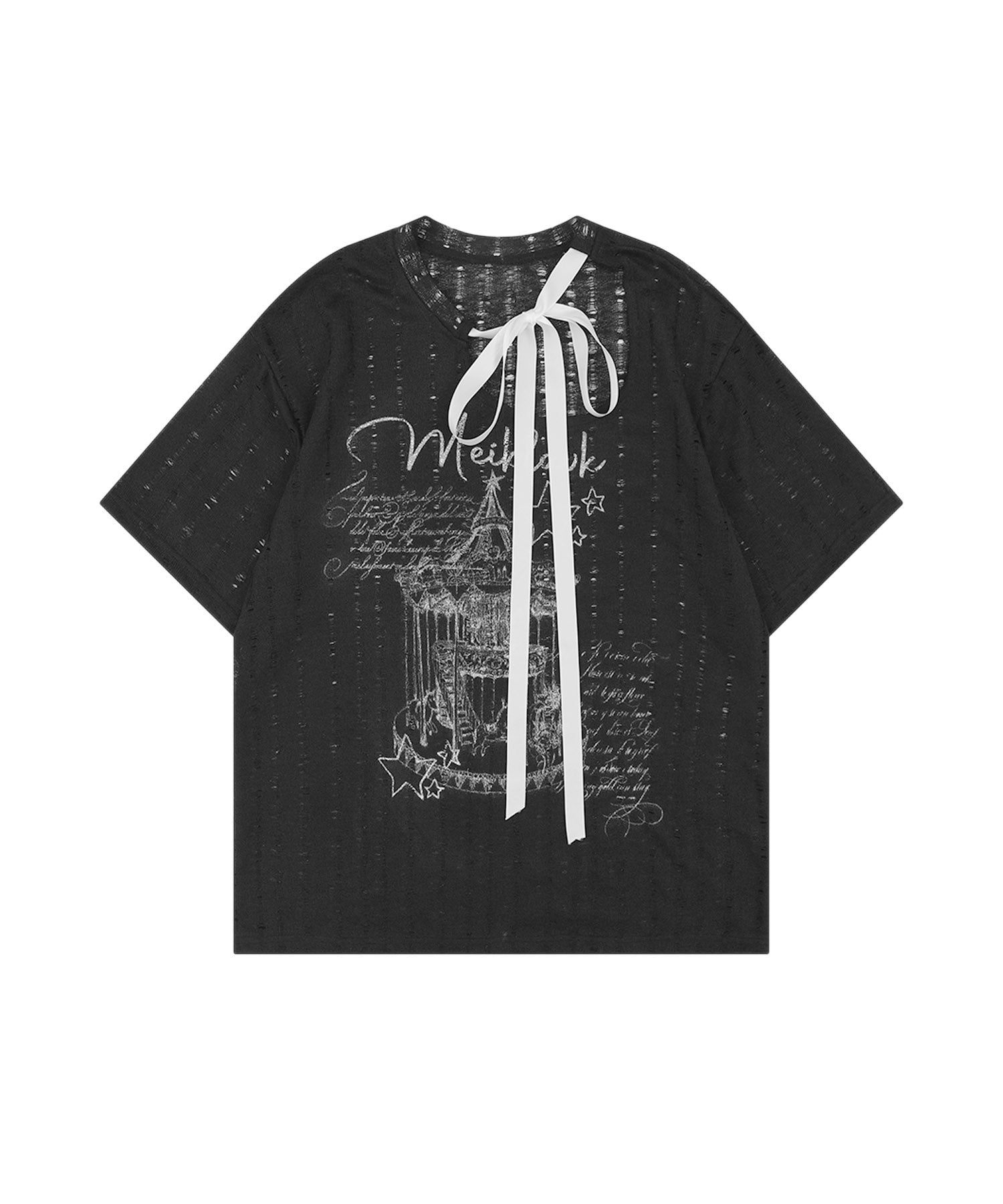 【HOOK】for girls リボン付きゴシックTシャツ