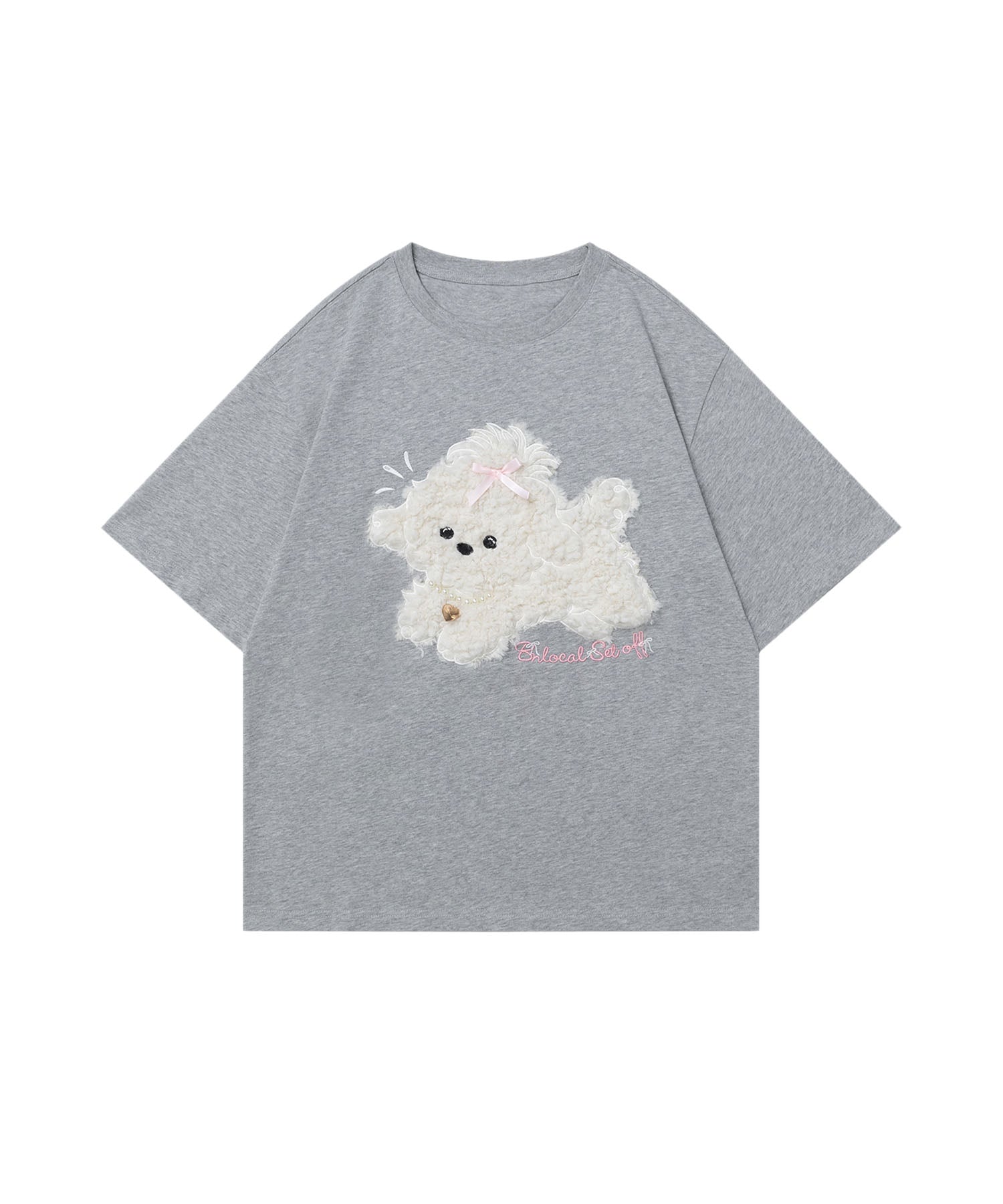 【HOOK】for girls ふわふわドッグ刺繍Tシャツ