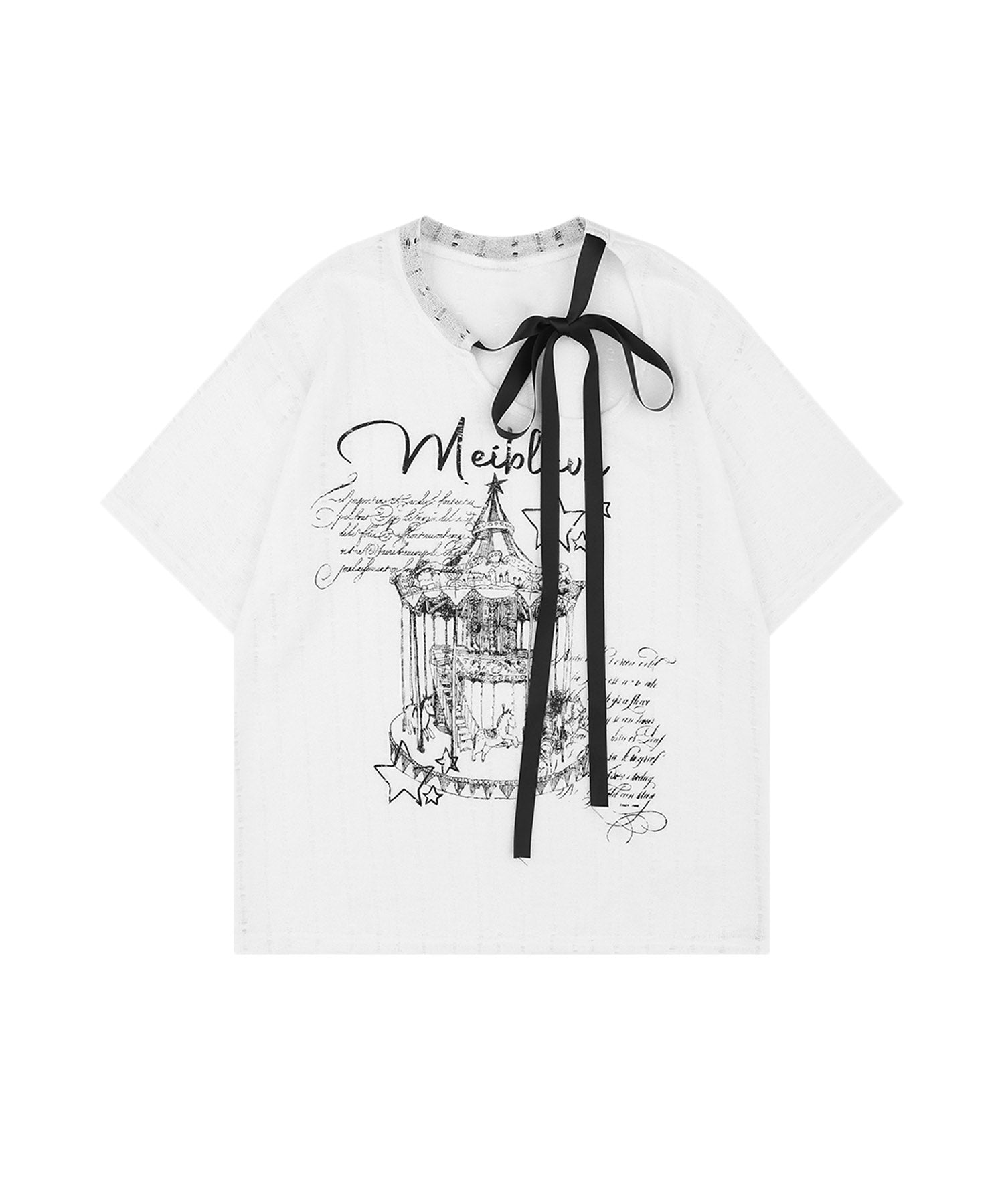 【HOOK】for girls リボン付きゴシックTシャツ