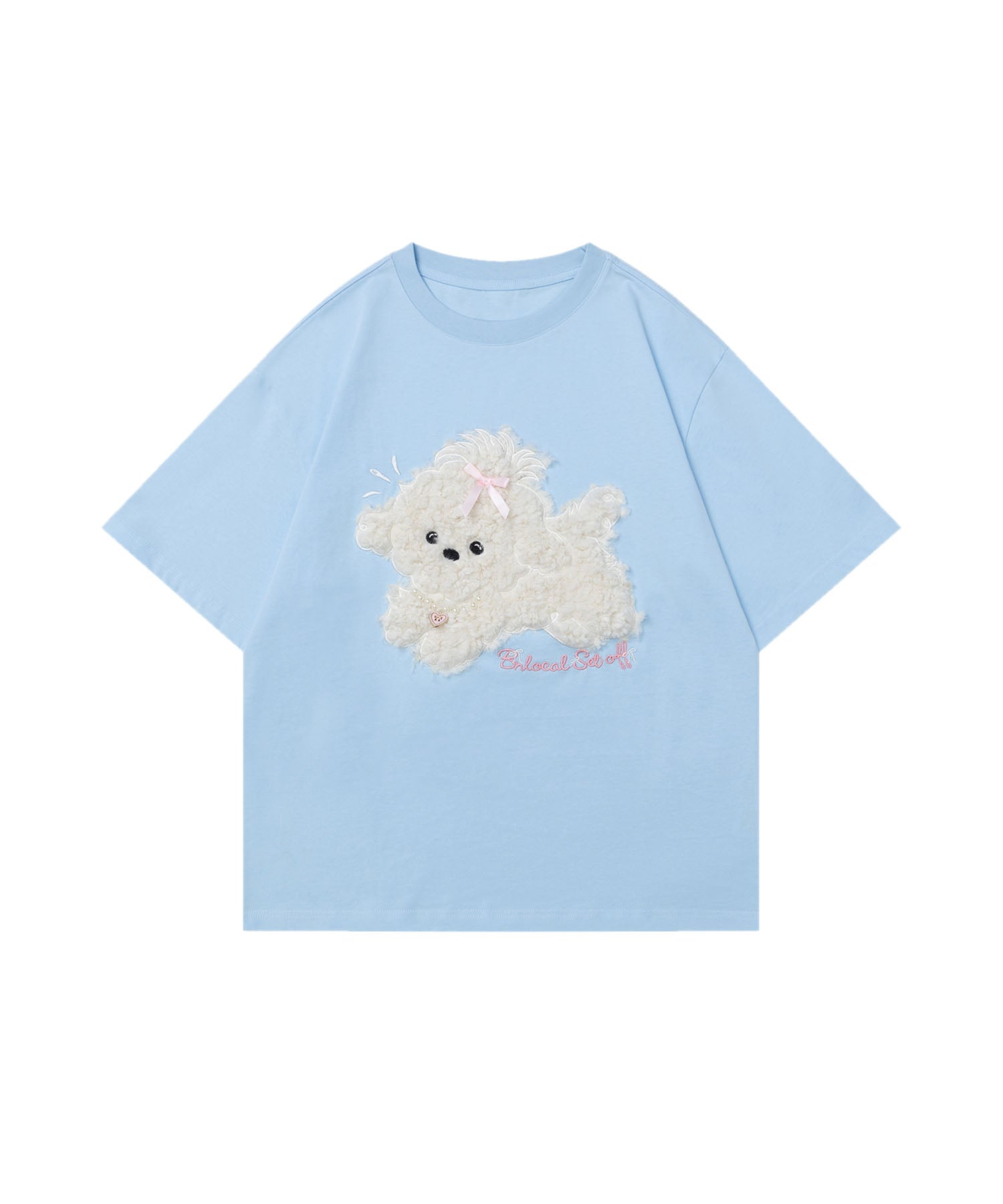 【HOOK】for girls ふわふわドッグ刺繍Tシャツ