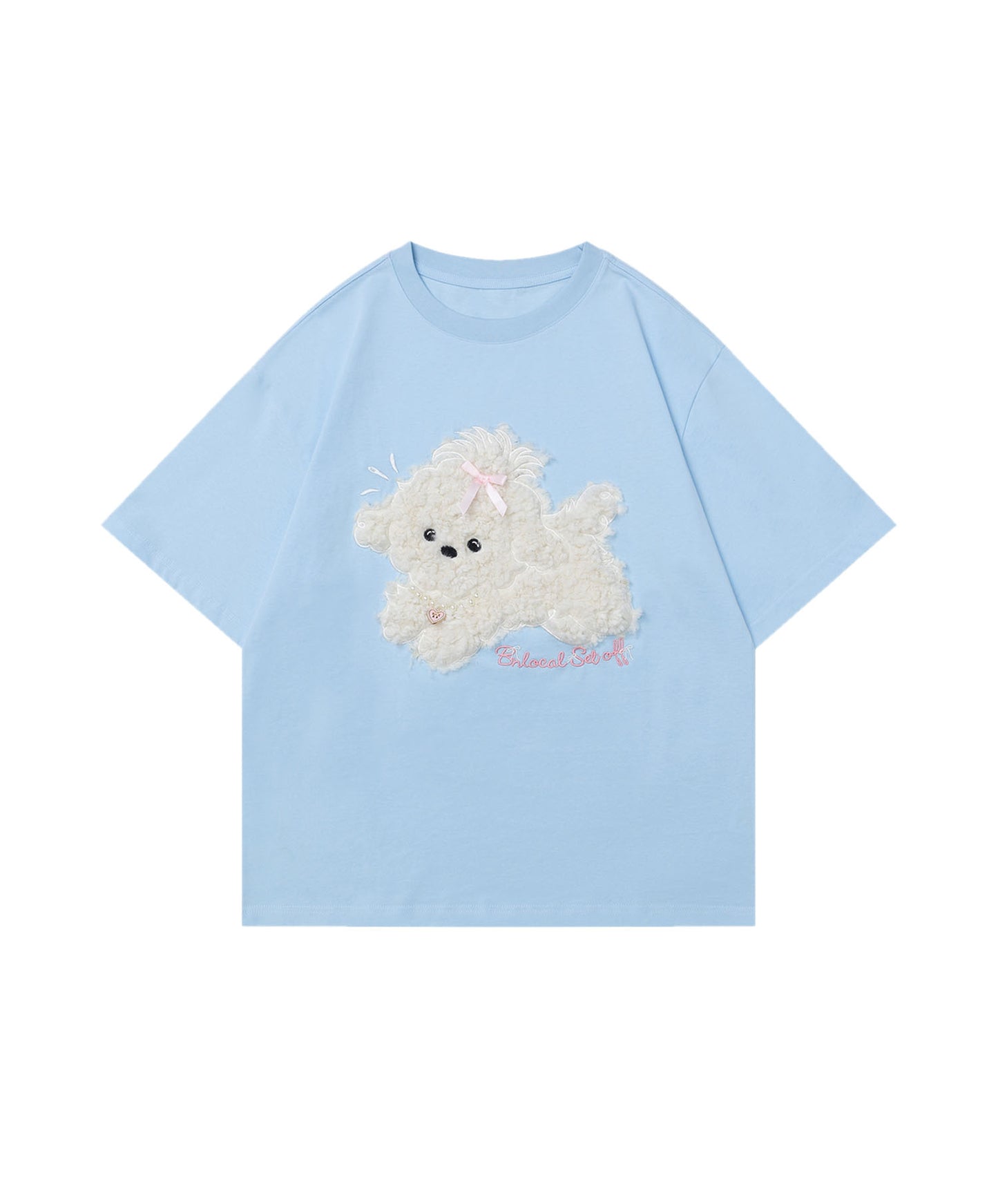 【HOOK】for girls ふわふわドッグ刺繍Tシャツ