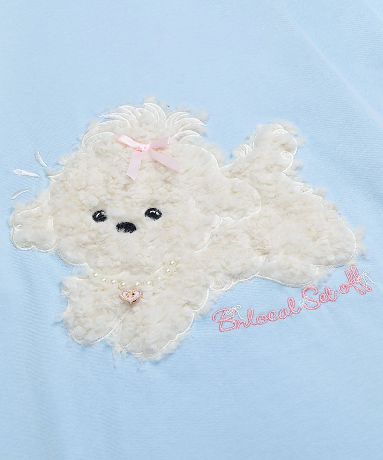 【HOOK】for girls ふわふわドッグ刺繍Tシャツ