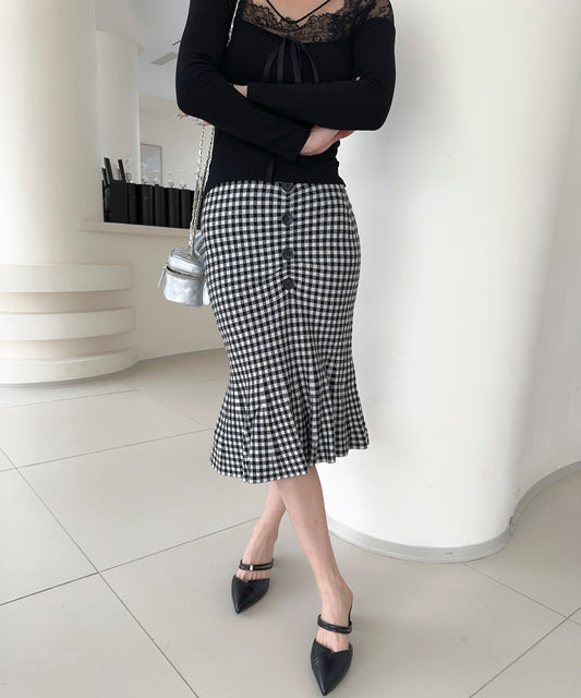 【Jasmine】チェック柄ニットマーメイドスカート