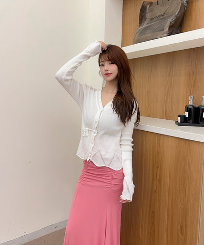 【Jasmine】リボンフリルショートカーディガン