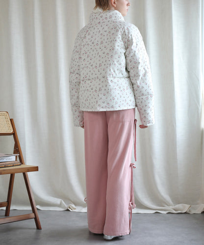 【Jasmine】花柄スタンドカラーダウンジャケットショート丈