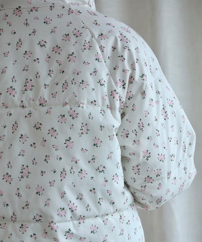 【Jasmine】花柄スタンドカラーダウンジャケットショート丈