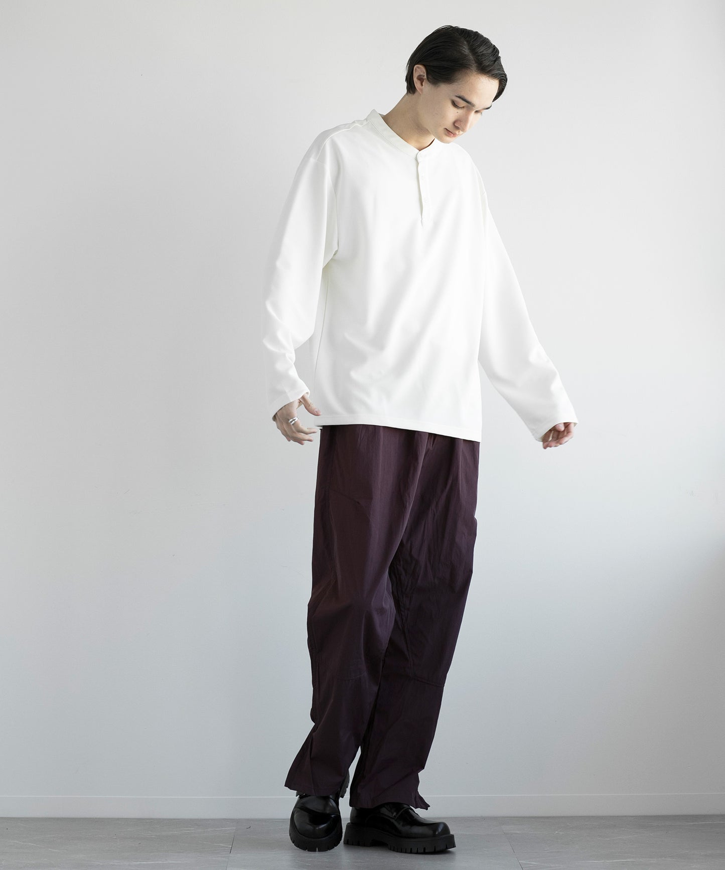 【aimoha MEN】HENLEY NECK PULLOVER ヘンリーネックプルオーバー