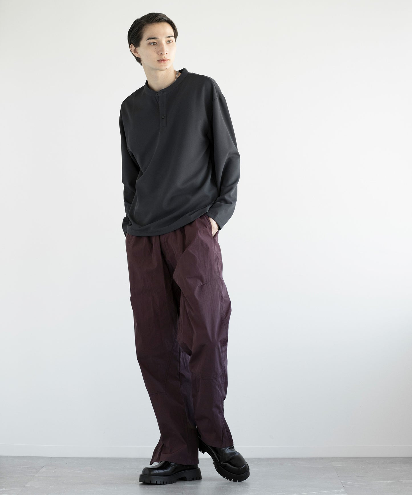 【aimoha MEN】HENLEY NECK PULLOVER ヘンリーネックプルオーバー