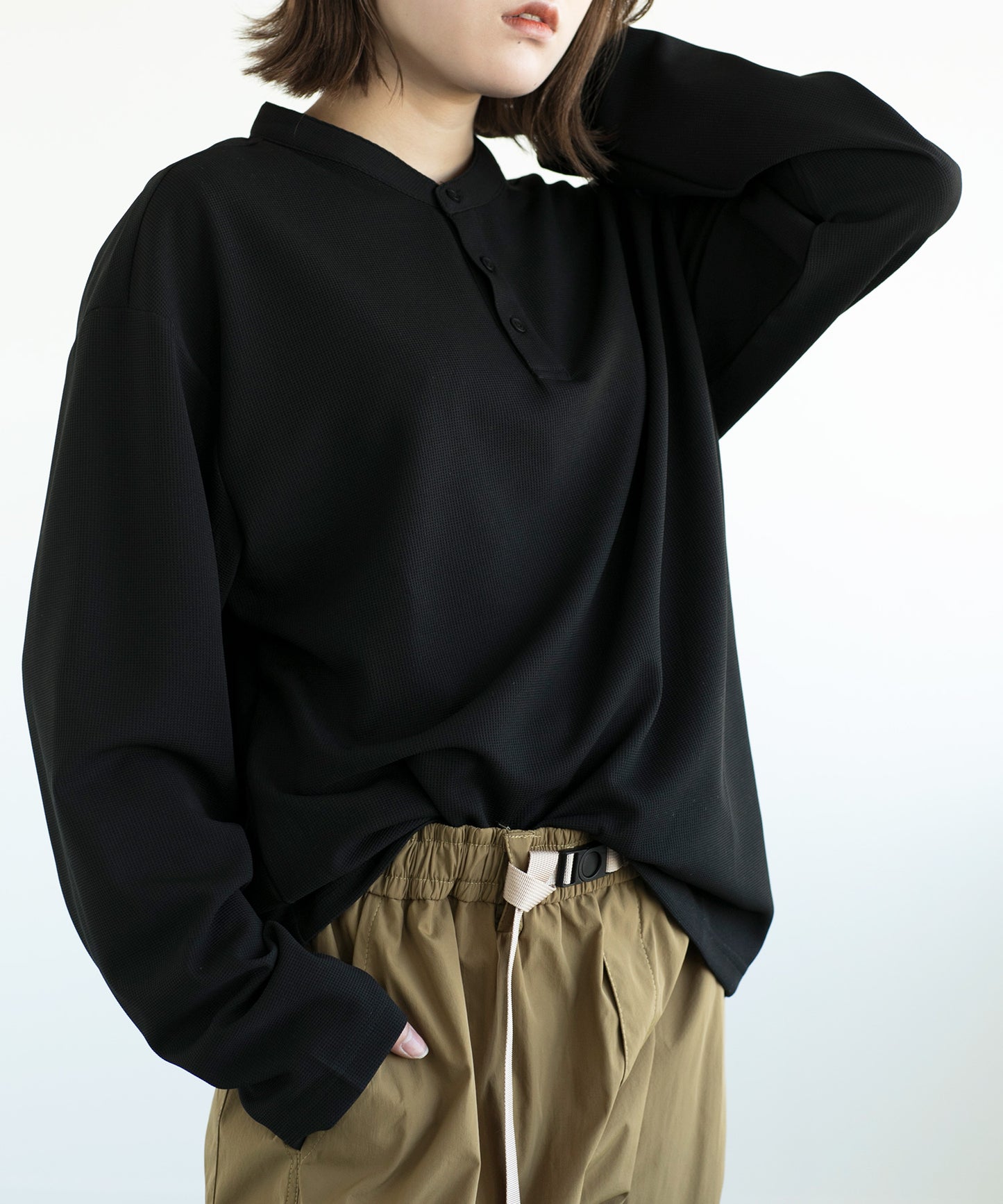 【aimoha MEN】HENLEY NECK PULLOVER ヘンリーネックプルオーバー