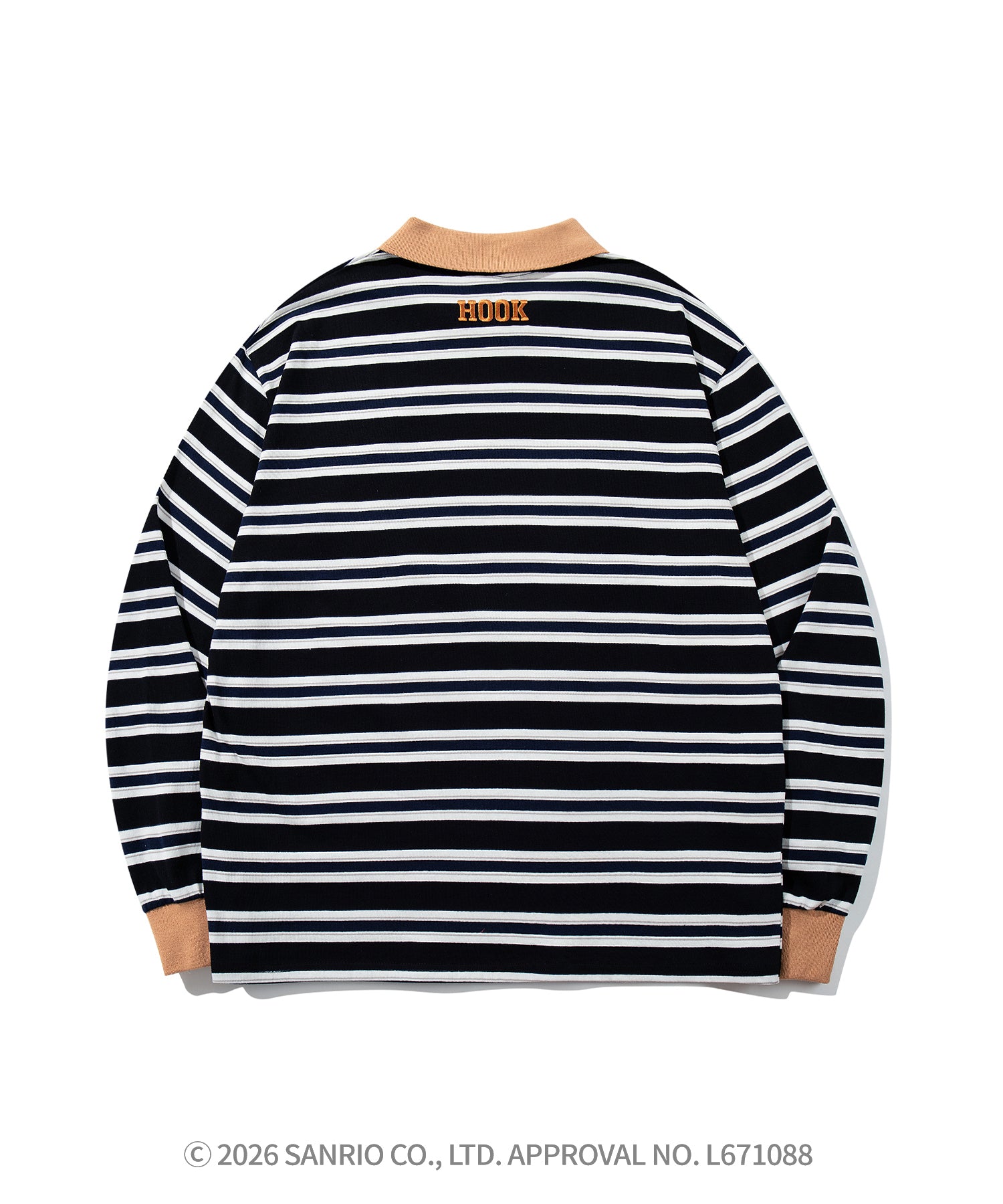 HOOK -original- SANRIO CHARACTERS Collaboration Polo-Collar Multi-Stripe Long-Sleeve T-Shirt