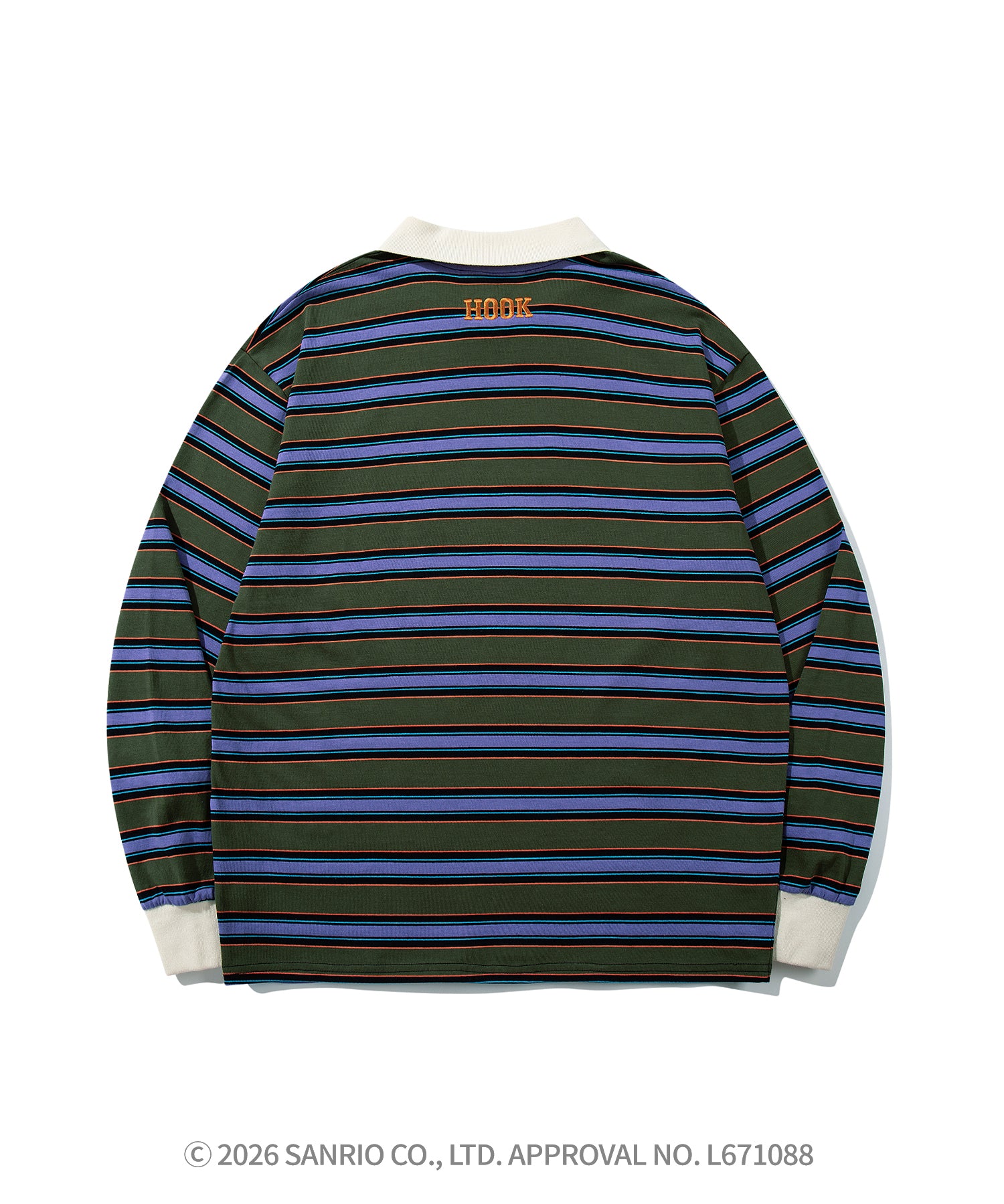 HOOK -original- SANRIO CHARACTERS Collaboration Polo-Collar Multi-Stripe Long-Sleeve T-Shirt