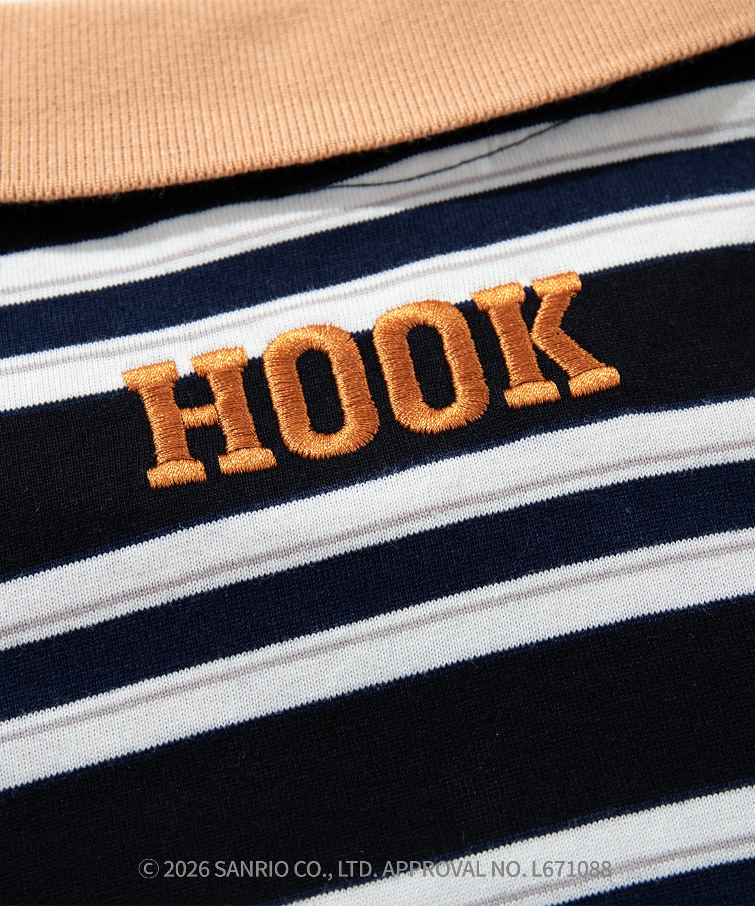 HOOK -original- SANRIO CHARACTERS Collaboration Polo-Collar Multi-Stripe Long-Sleeve T-Shirt