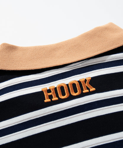 HOOK -original-　サンリオキャラクターズ コラボ ポロ襟マルチボーダー長袖Tシャツ