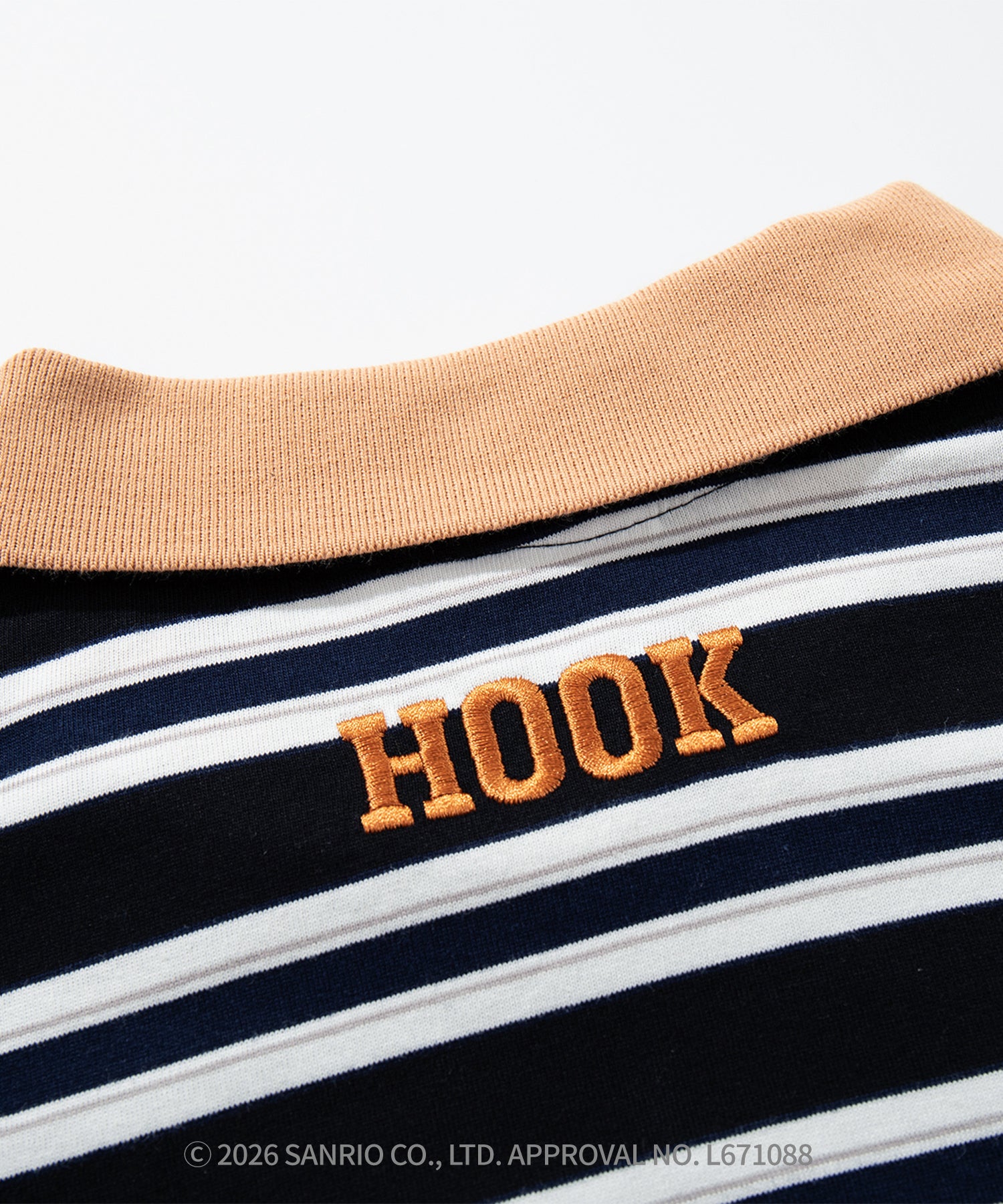 HOOK -original- SANRIO CHARACTERS Collaboration Polo-Collar Multi-Stripe Long-Sleeve T-Shirt