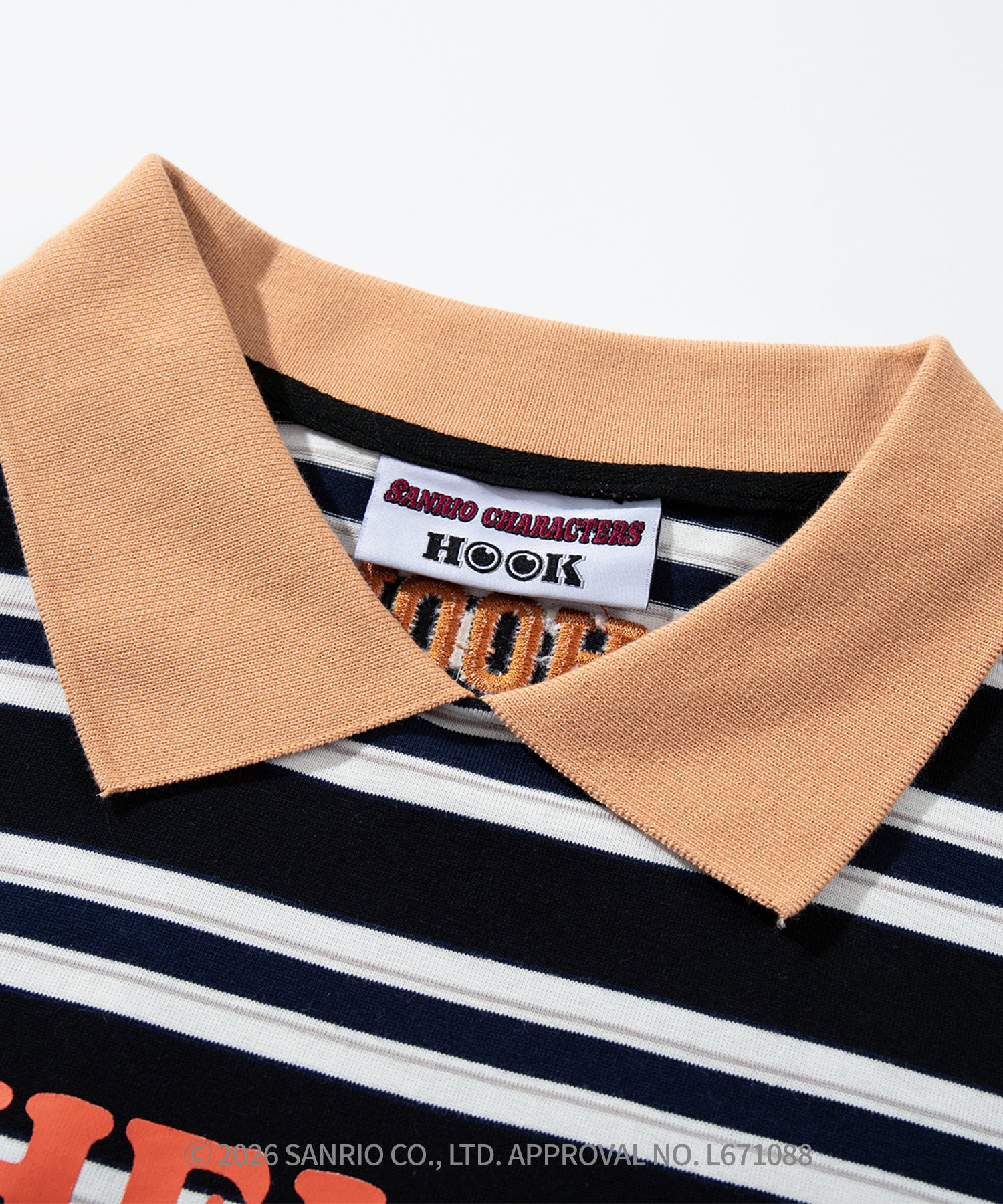 HOOK -original- SANRIO CHARACTERS Collaboration Polo-Collar Multi-Stripe Long-Sleeve T-Shirt
