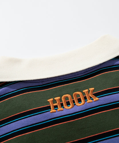 HOOK -original-　サンリオキャラクターズ コラボ ポロ襟マルチボーダー長袖Tシャツ