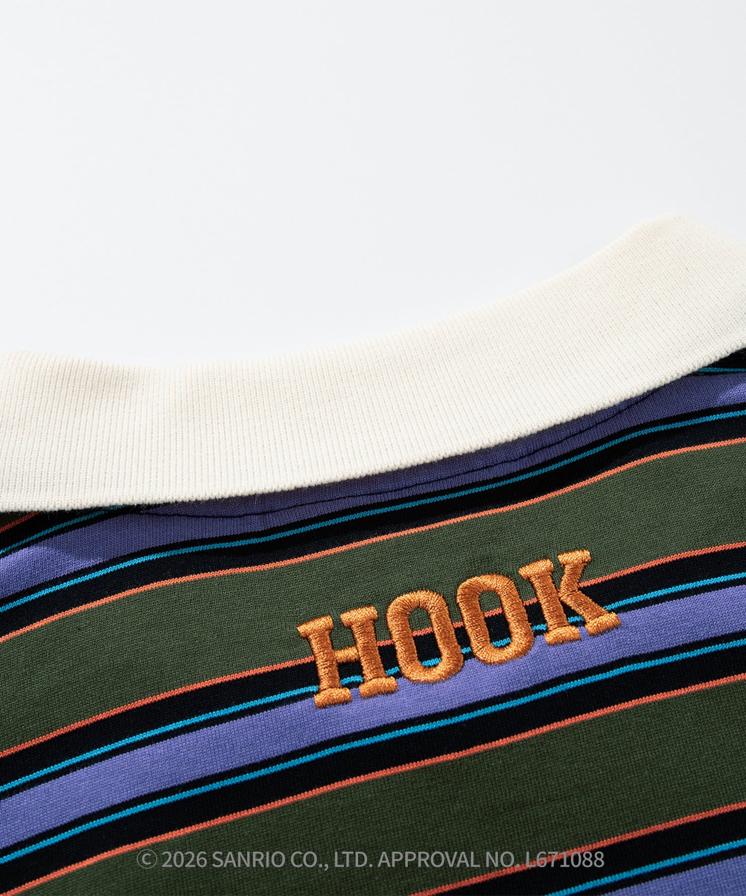 HOOK -original- SANRIO CHARACTERS Collaboration Polo-Collar Multi-Stripe Long-Sleeve T-Shirt