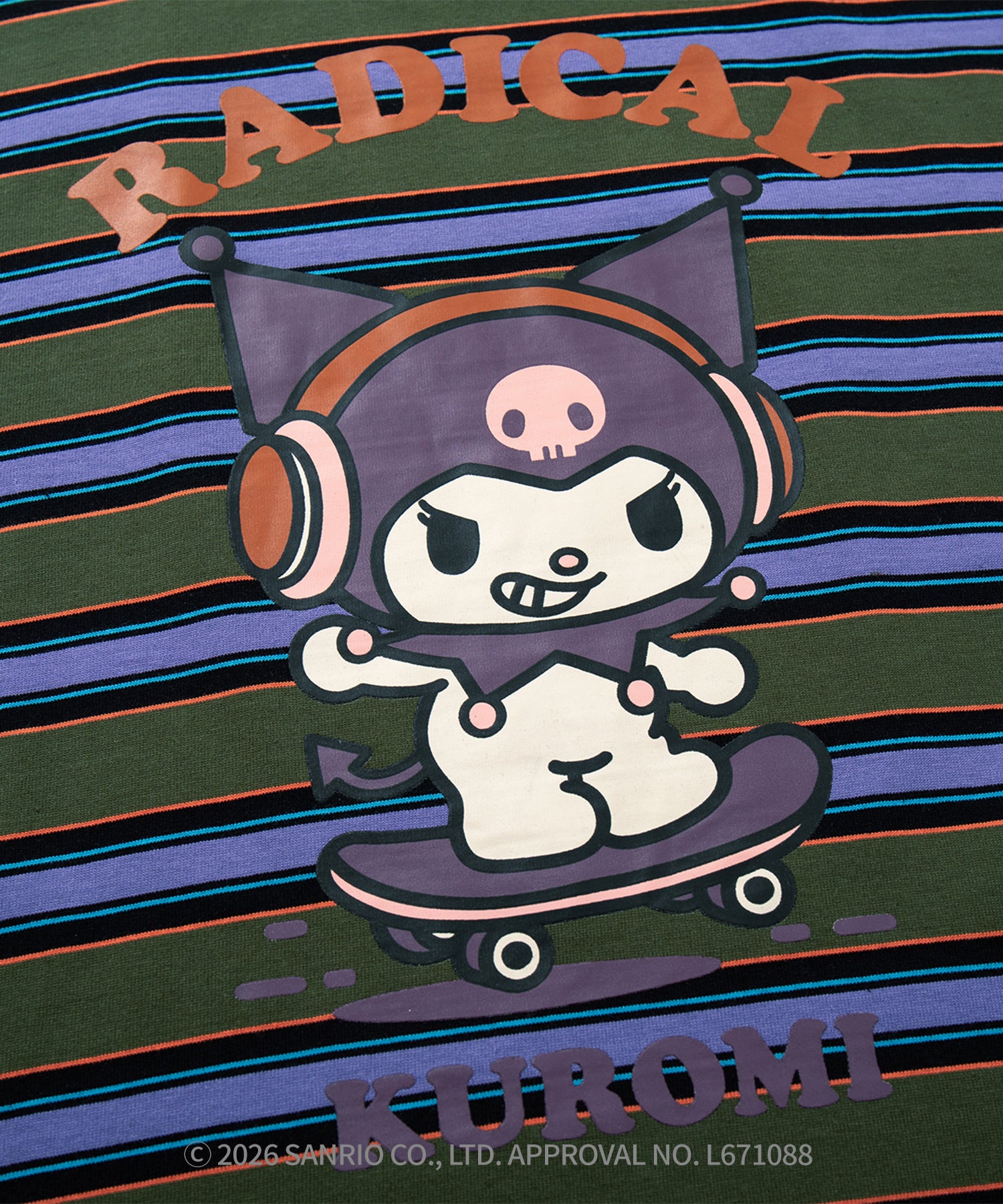 HOOK -original- SANRIO CHARACTERS Collaboration Polo-Collar Multi-Stripe Long-Sleeve T-Shirt