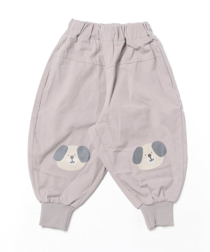 【aimoha-KIDS-】子供服　可愛い猫ワッペンプリント裾絞りパンツ