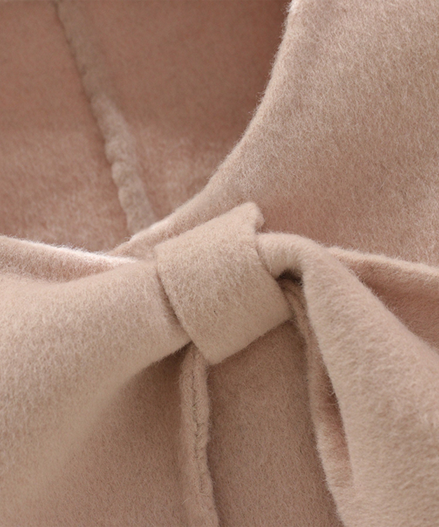 【Jasmine】リボンノーカラーリバーウールコート ショート丈