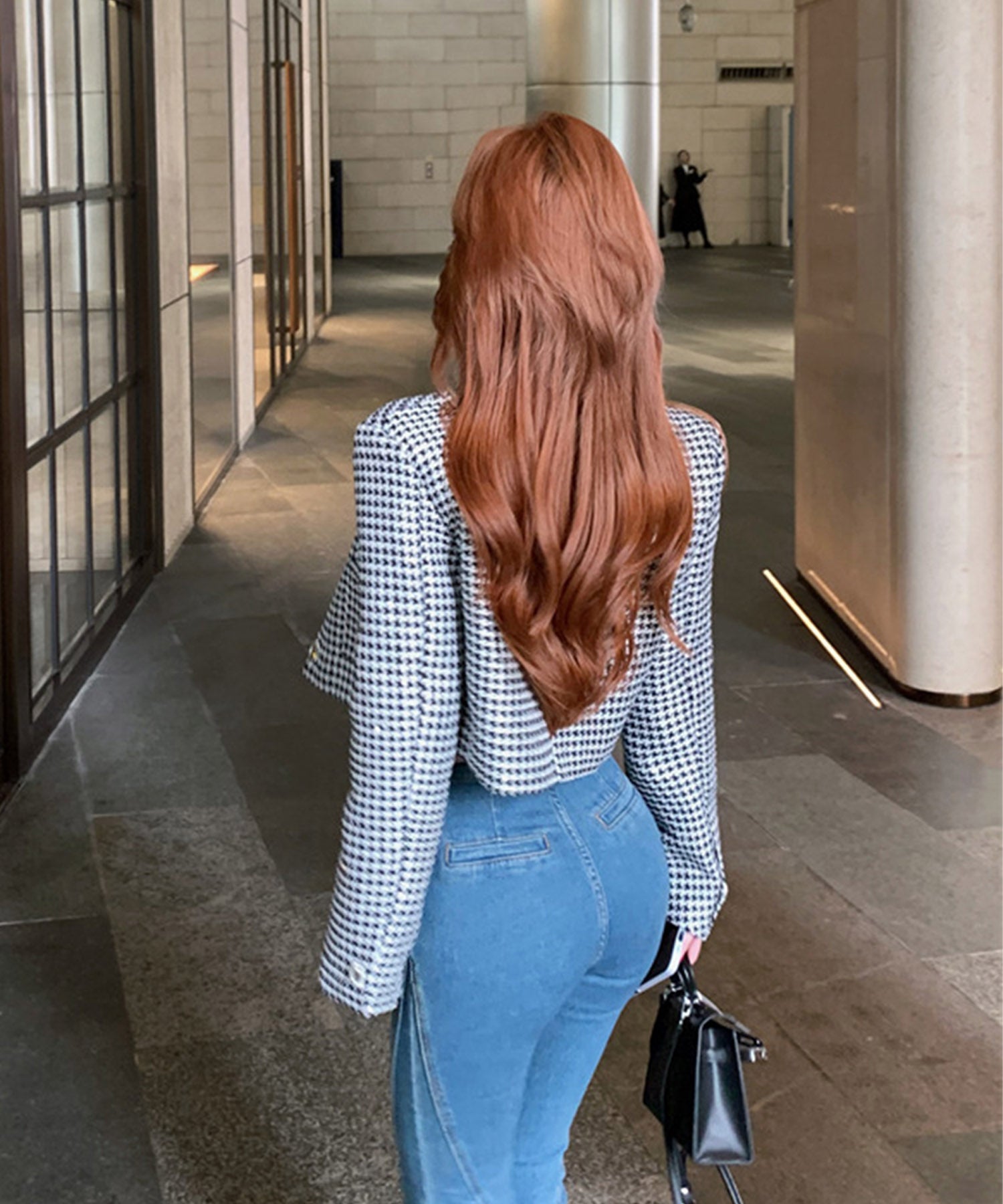 WOMAM撥水千鳥JQ ベスト　ネイビー×ホワイト WOMAM撥水千鳥JQ ベスト ネイビー×ホワイト