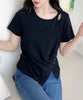 【Jasmine】カットアウトアシメトリーデザインTシャツ
