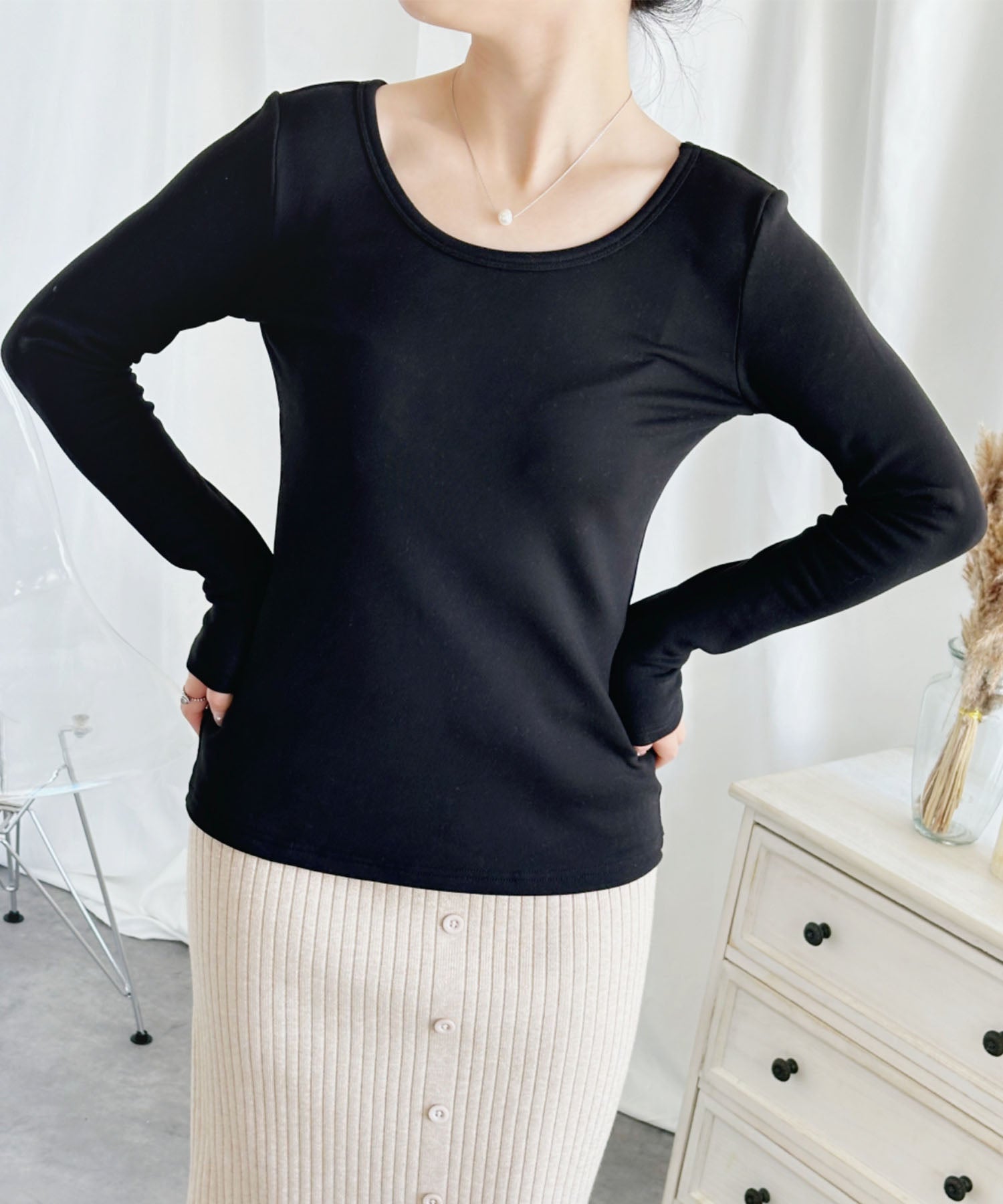 裏起毛・裏ボアヒートカットソー