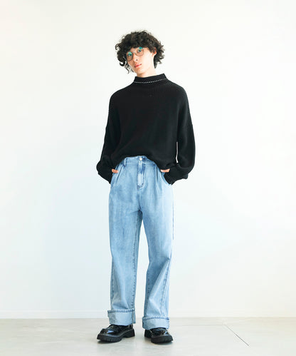 【 aimoha Men's 】ワイドデニムパンツ