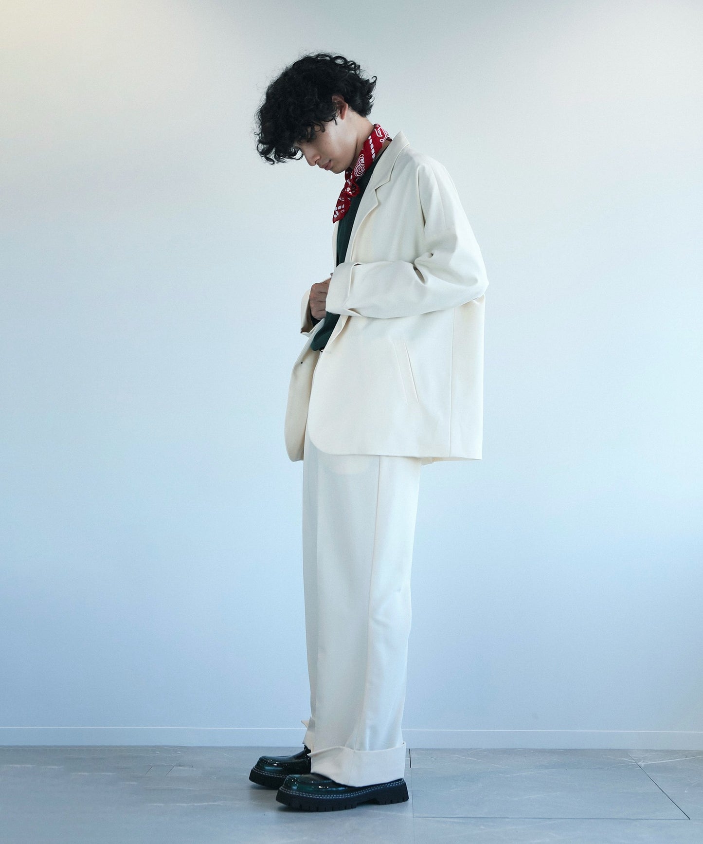 【 aimoha Men's 】フォールド裾パンツ