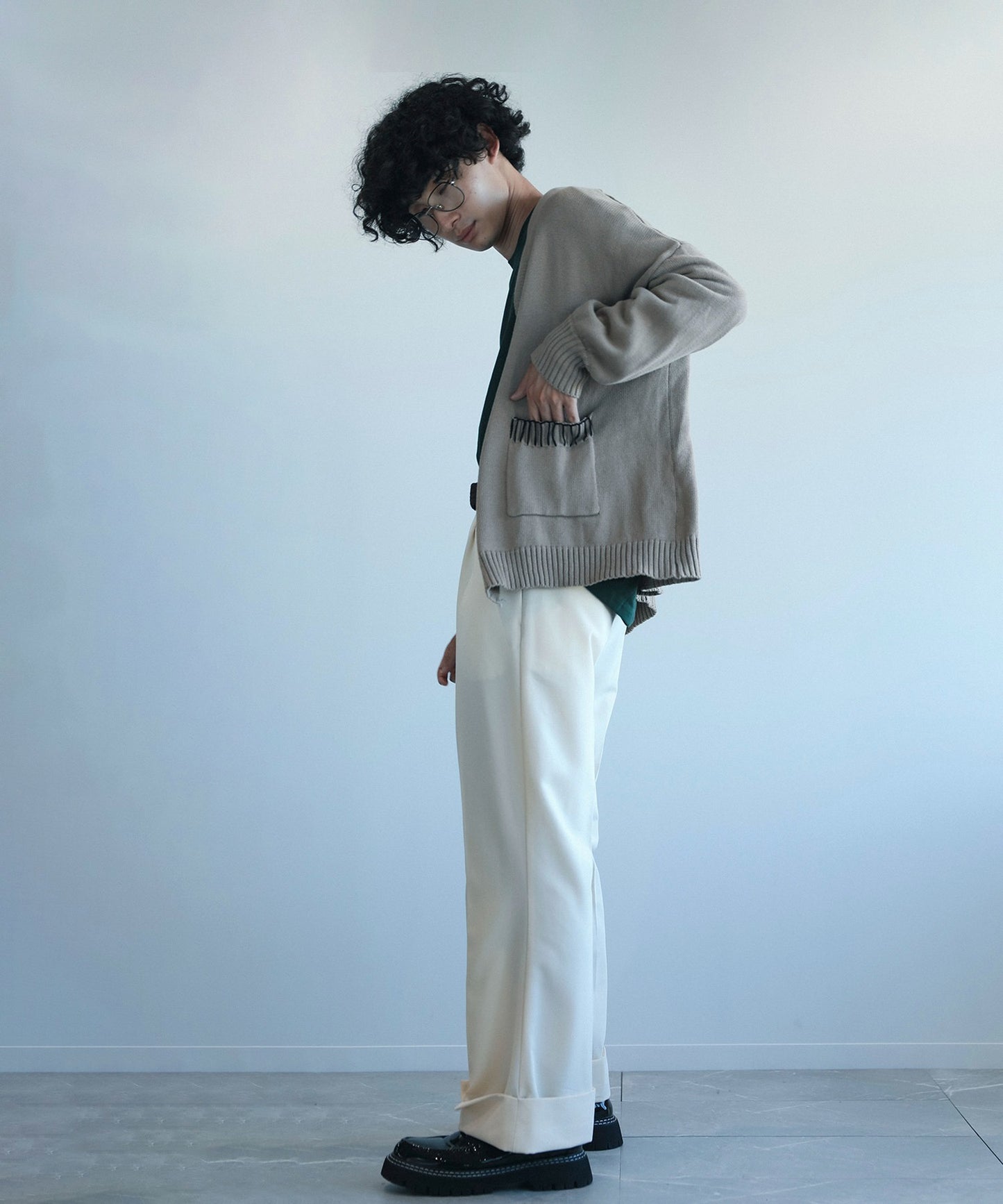 【 aimoha Men's 】フォールド裾パンツ