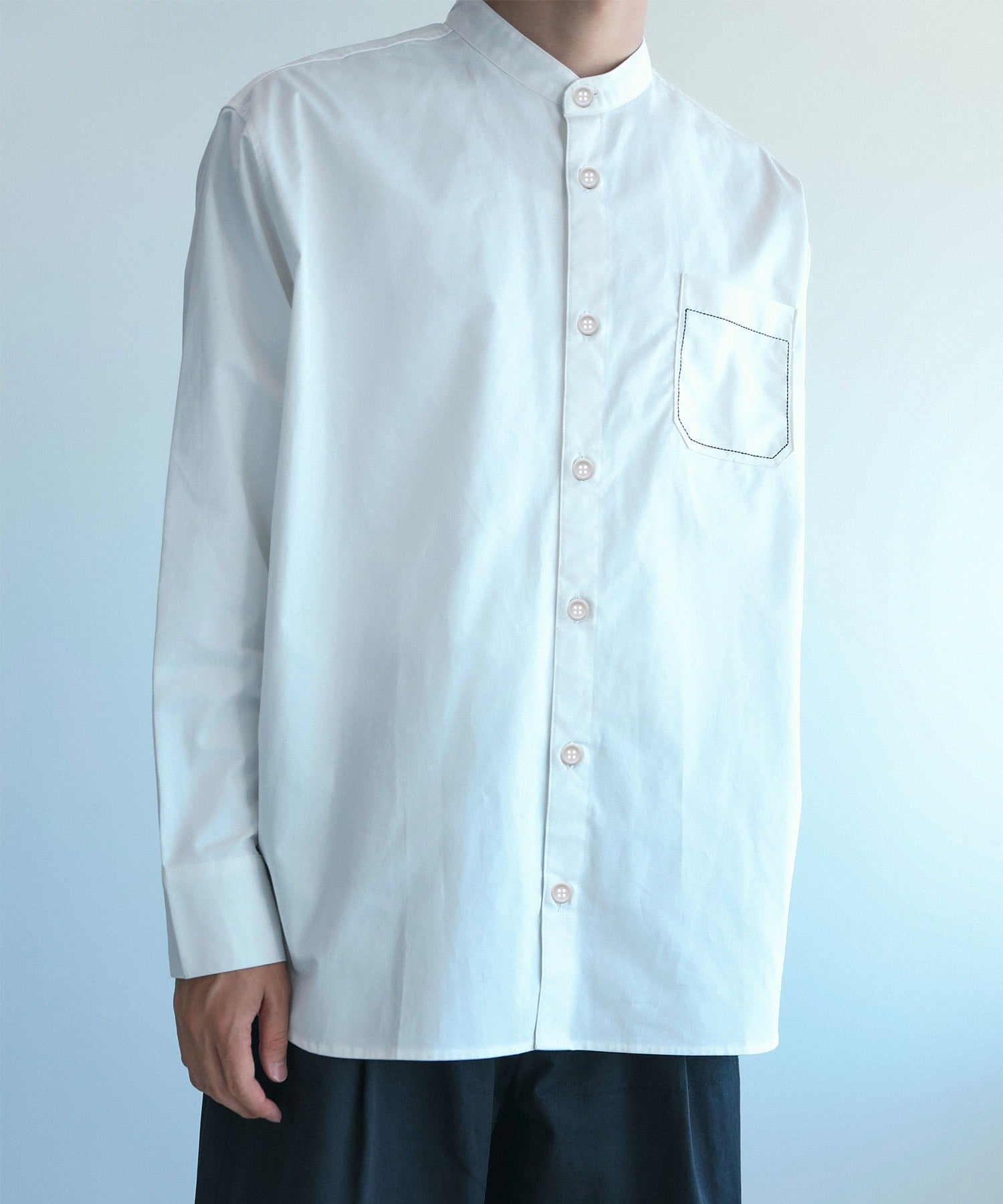 【aimoha Men's】スタンドカラー グランパシャツ