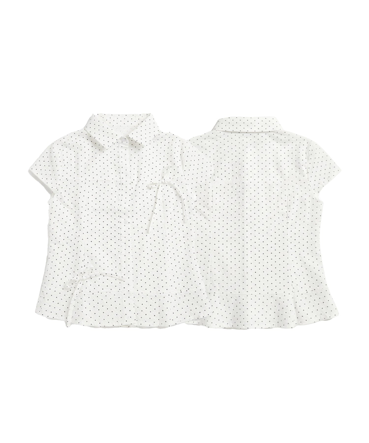 HOOK for girls　ドット柄 アシンメトリーサイドリボン 半袖シャツ (SS)