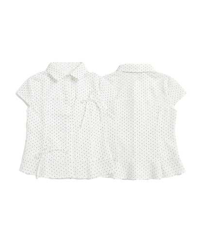 HOOK for girls　ドット柄 アシンメトリーサイドリボン 半袖シャツ (SS)
