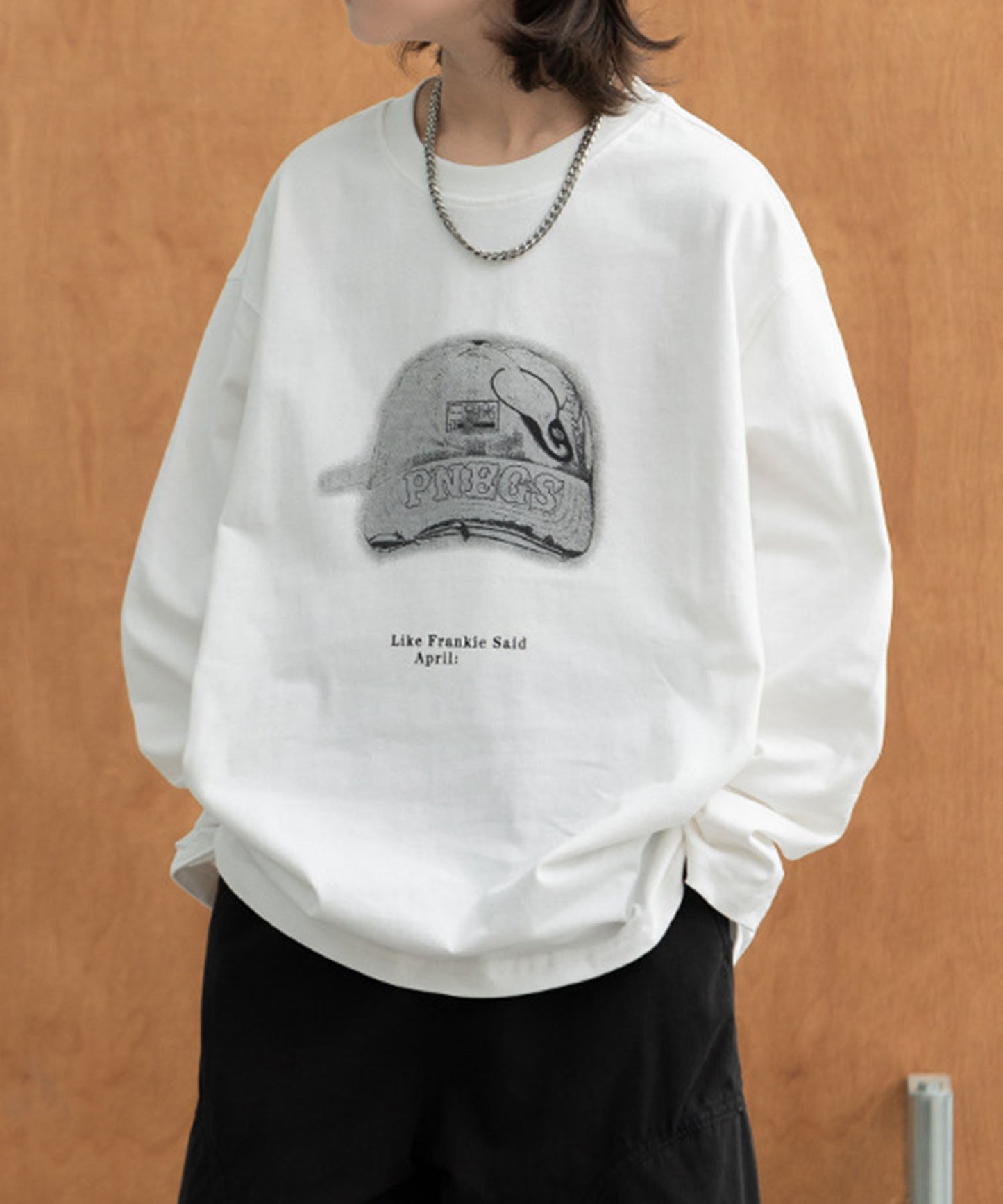 【aimoha-KIDS-】キャッププリント ロングスリーブTシャツ