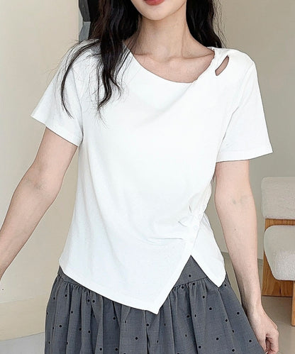 【Jasmine】カットアウトアシメトリーデザインTシャツ